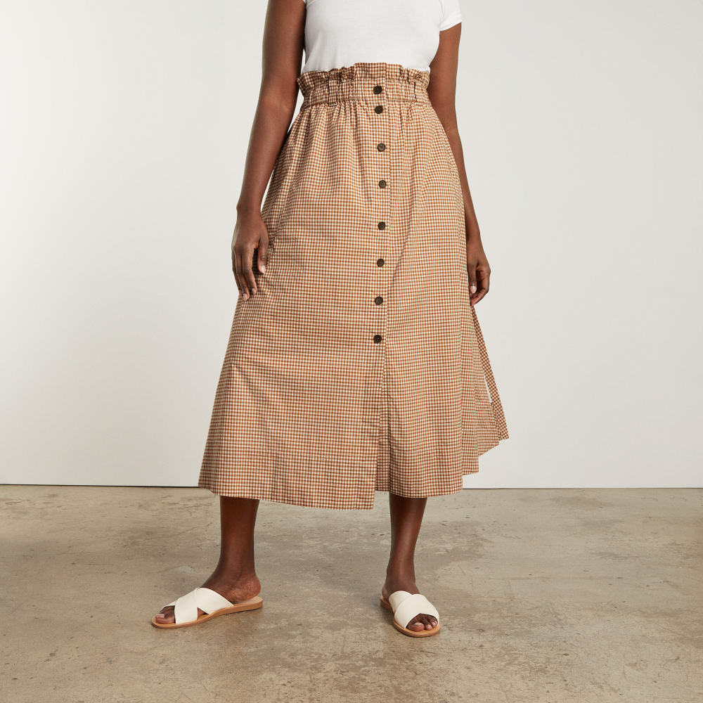 The Easy Button-Front Skirt | Burnt Orange Gingham - Image 2