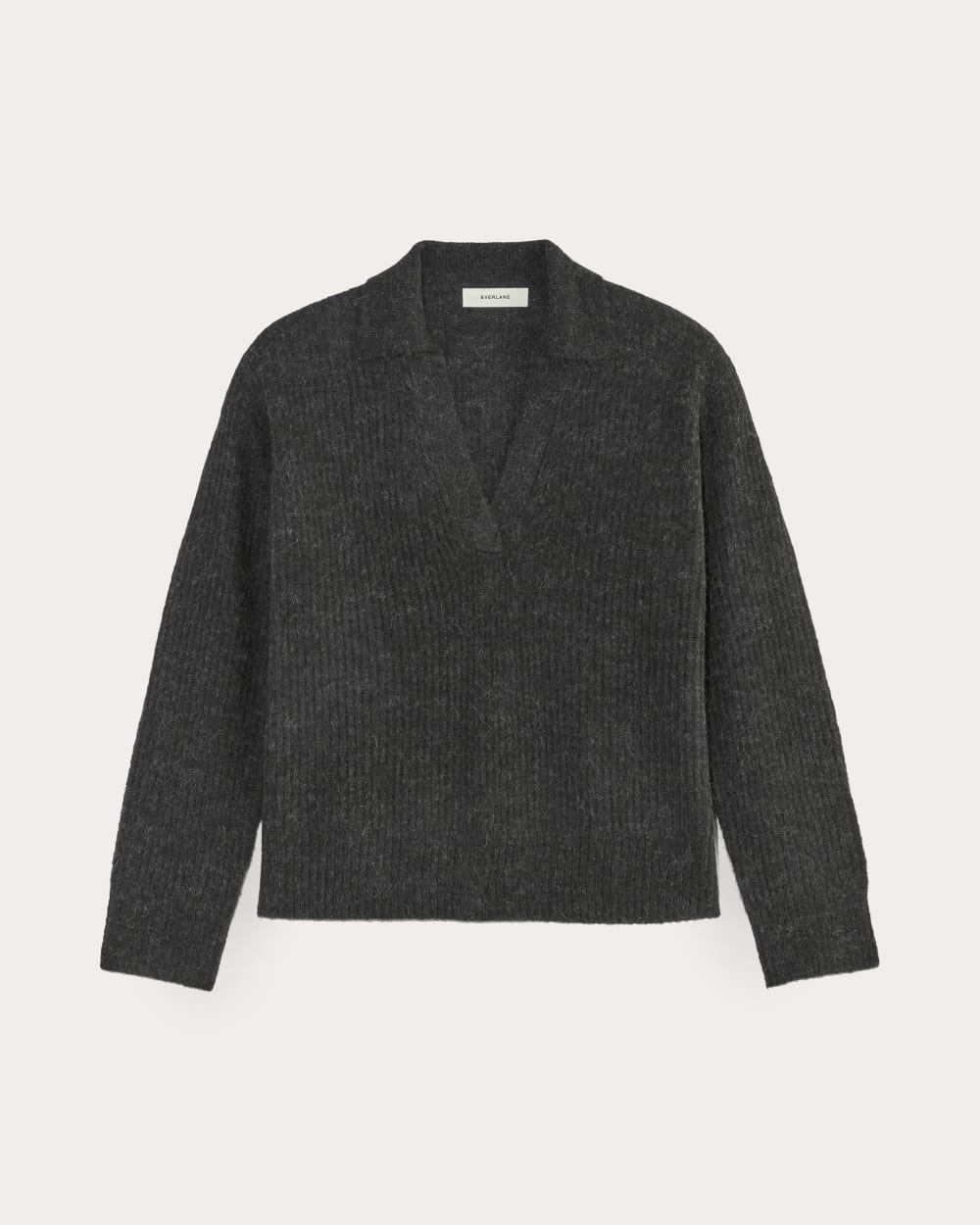 The Oversized Polo in Alpaca | Heathered Black - Image 2