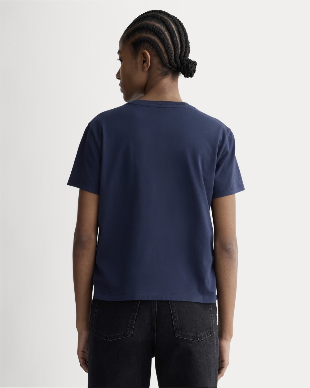 The Box-Cut Tee in Essential Cotton | Navy | Pocket - Image 4