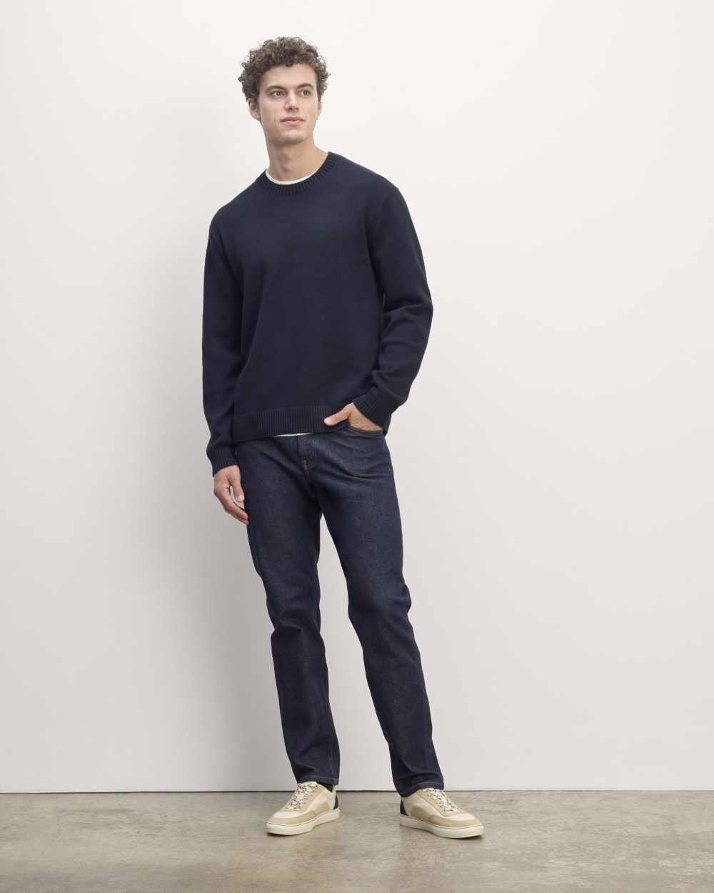 The Classic Sweater in Everyday Cotton | Navy - Image 3