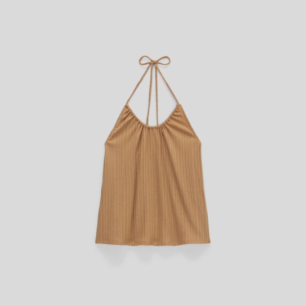 The Rib Soft Knit Halter Top | Caramel - Image 2