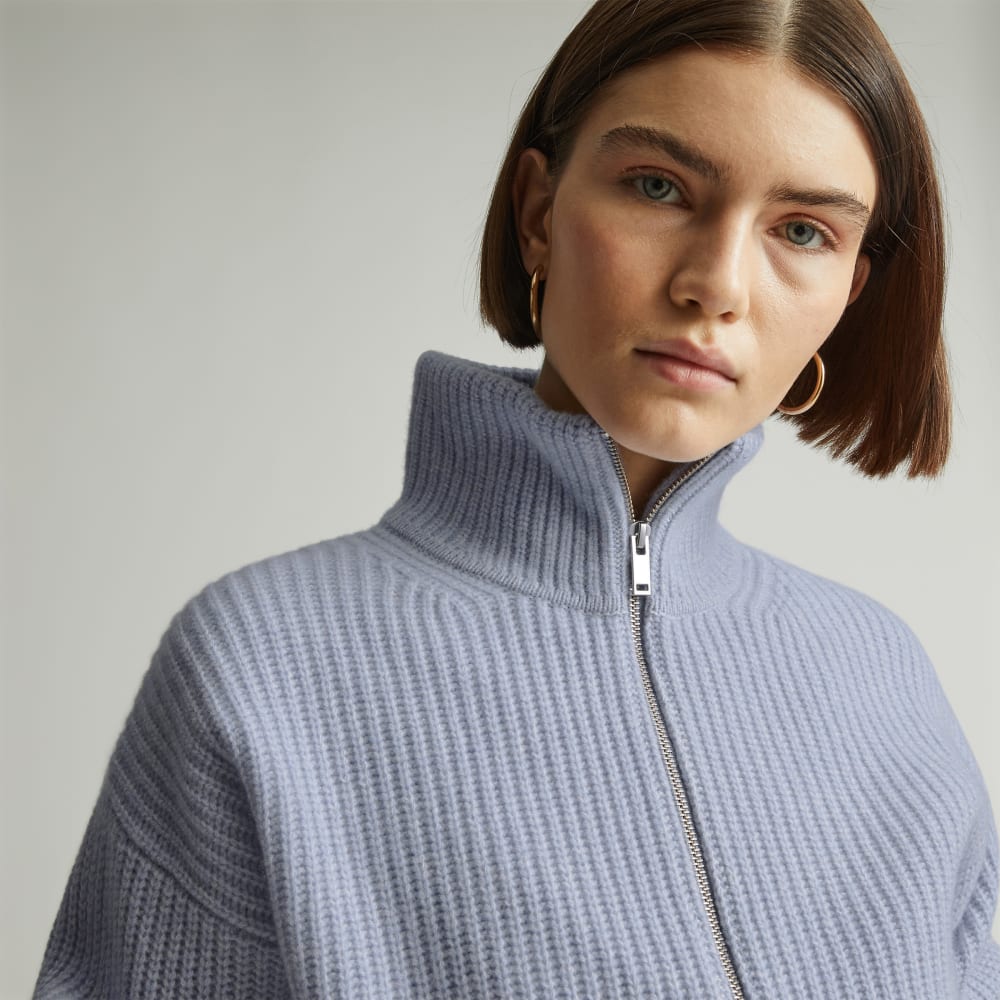 The Half-Zip Sweater in Luxe Merino | Periwinkle / Light Heather Oat - Image 2