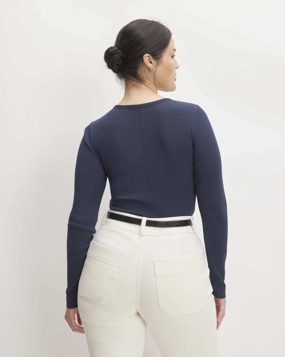 The Luxe Rib Long-Sleeve Crew | Navy - Image 4