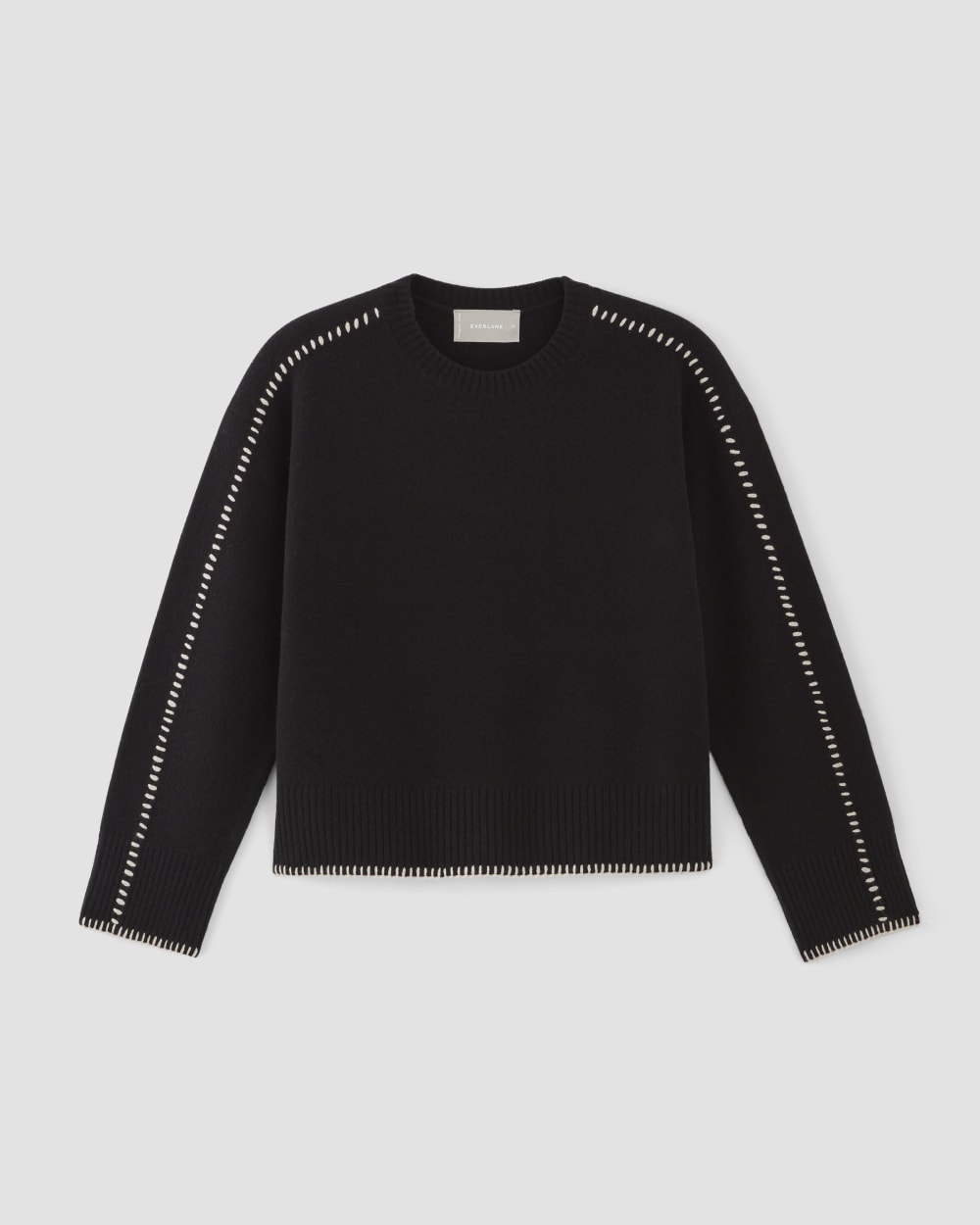 The Good Merino Wool Crewneck Sweater | Black / Buttermilk - Image 2