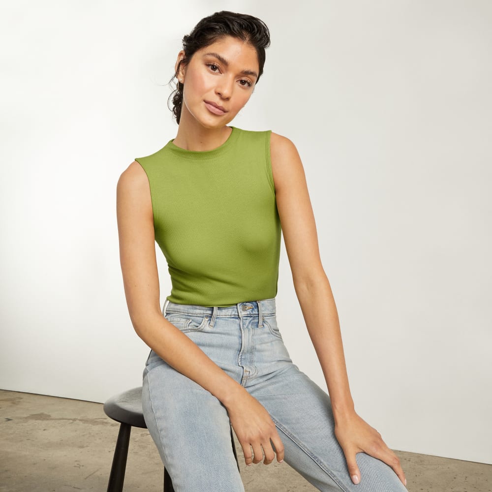 The Pima Micro-Rib Funnel-Neck Tank | Pepper - Image 6