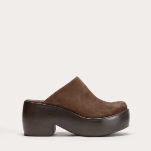 The Wooden Puffa Clog | Dark Umber Suede