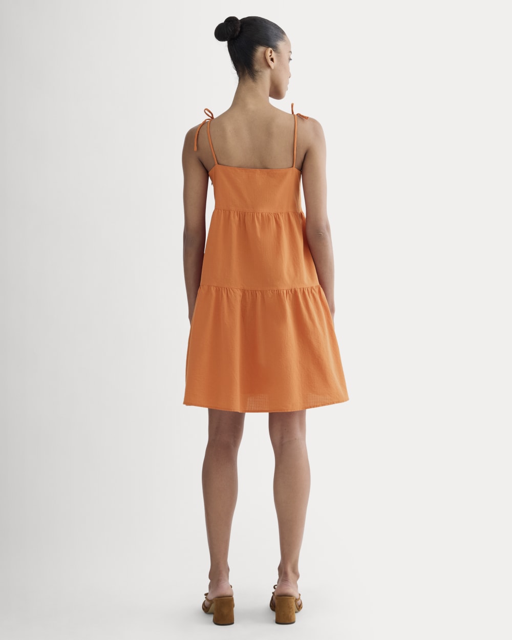 The Gauze Mini Tiered Dress | Soft Orange - Image 4