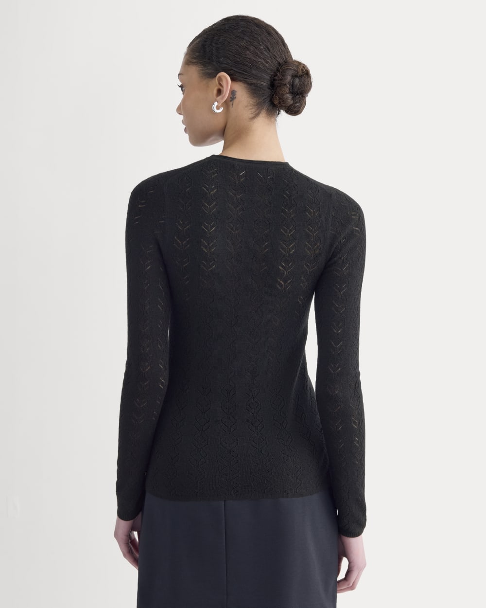 The Pointelle Crew in Ultrasoft Merino | Black - Image 5