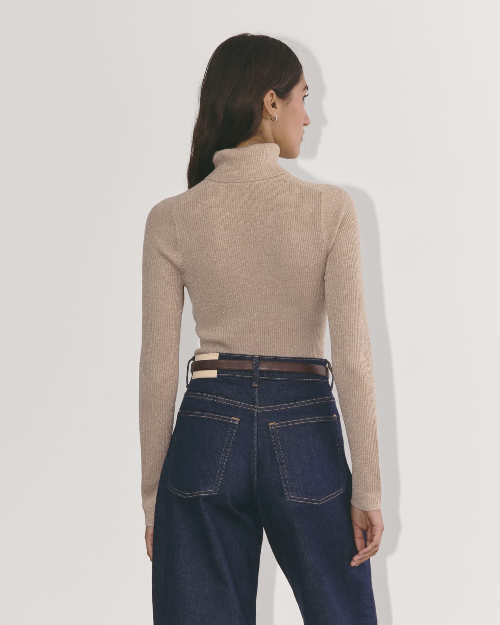 The Turtleneck in Lurex Merino | Rose Gold - Image 5