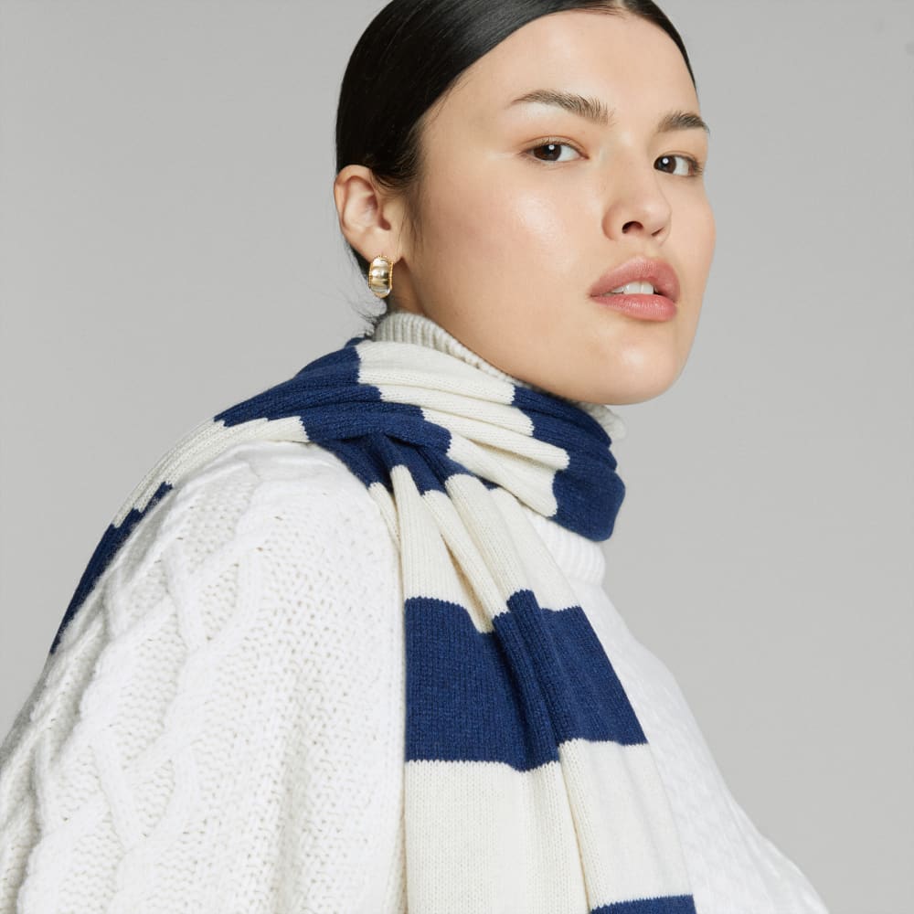 The Cashmere Scarf | Bright Navy / Bone - Image 7