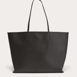 The Luxe Italian Leather Tote | Black