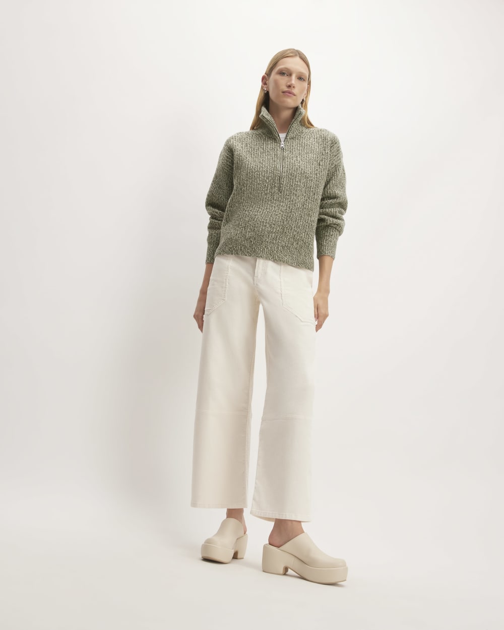 The Half-Zip Sweater in Luxe Merino | Seafoam Green / Kambaba Twist - Image 3