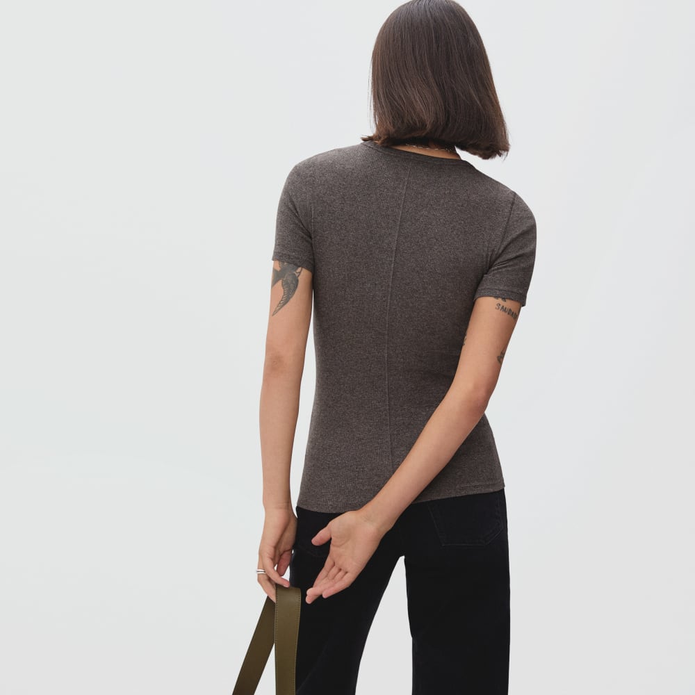 The Pima Micro-Rib Crew Tee | Heathered Fatigue - Image 3