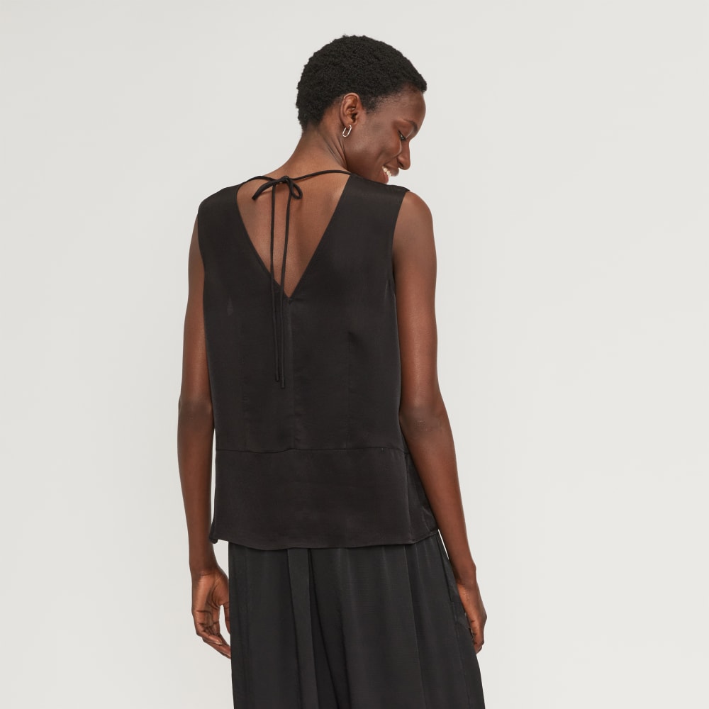 The Satin V-Neck Top | Black - Image 3