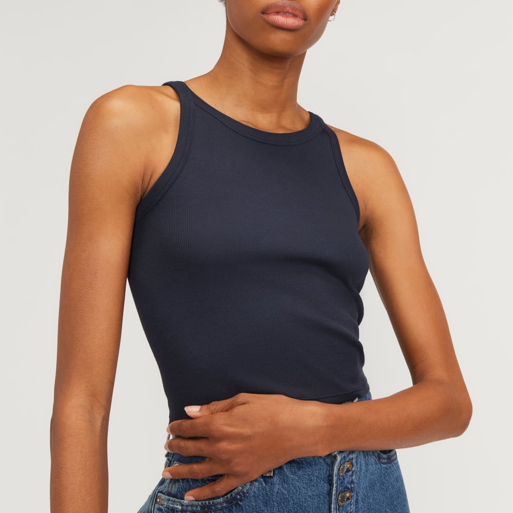 The Supima? Micro-Rib Cropped Tank | Navy - Image 4