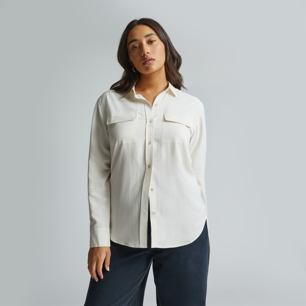 The Washable Silk Relaxed Shirt | Bone