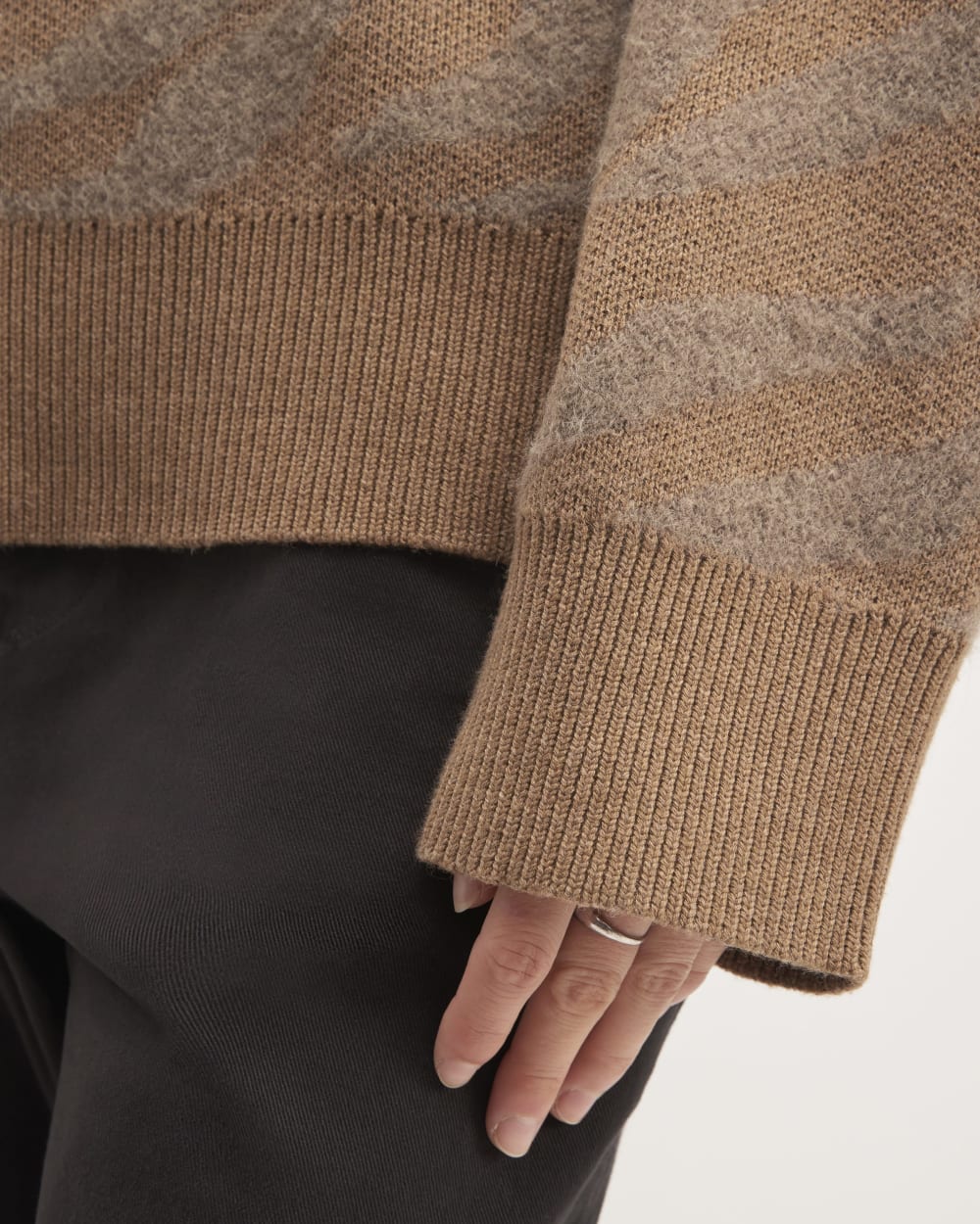 The Alpaca Tiger Jacquard Crewneck | Camel / Medium Brown - Image 5