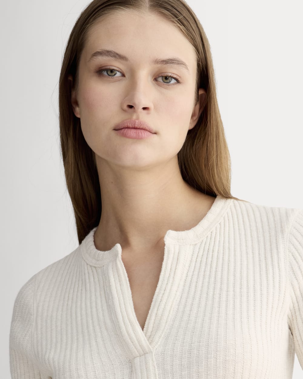 The Rib-Knit Short-Sleeve Henley | Bone - Image 4