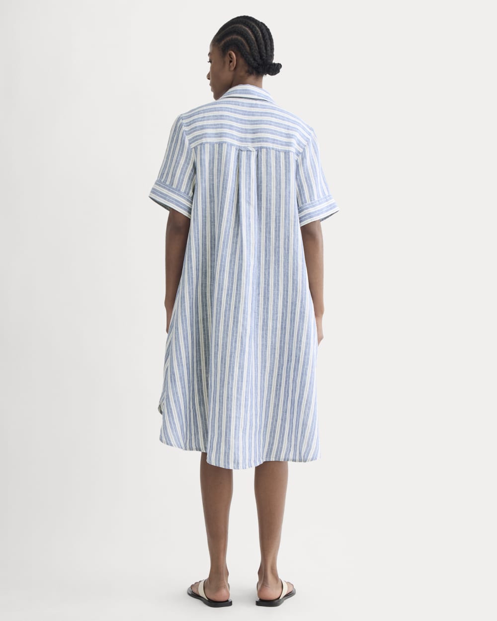 The Daytripper Dress in Linen | Soft Cobalt/Bone - Image 4