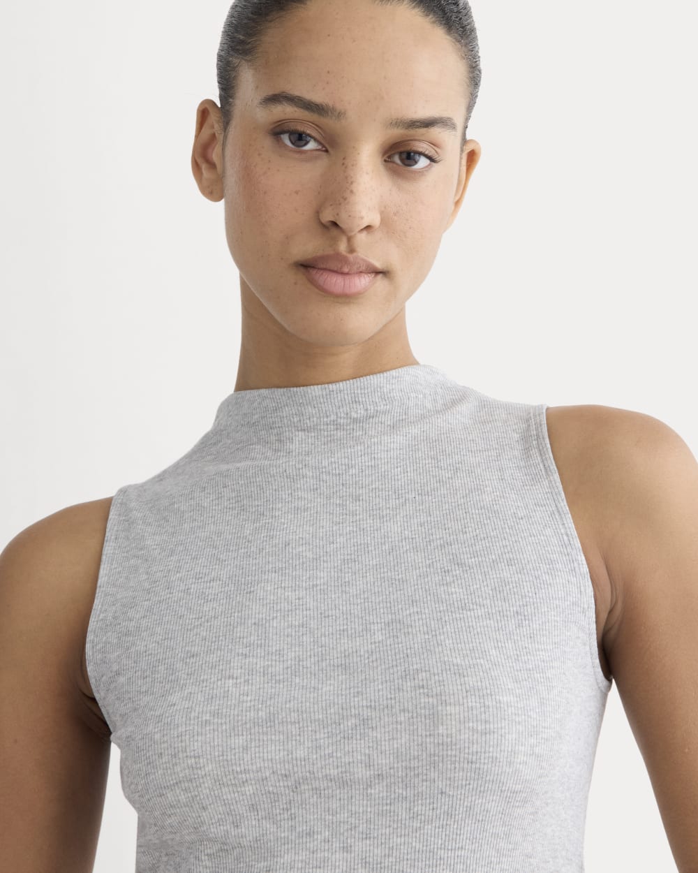 The Luxe Rib Funnel-Neck Tank | Classic Heather Grey - Image 4