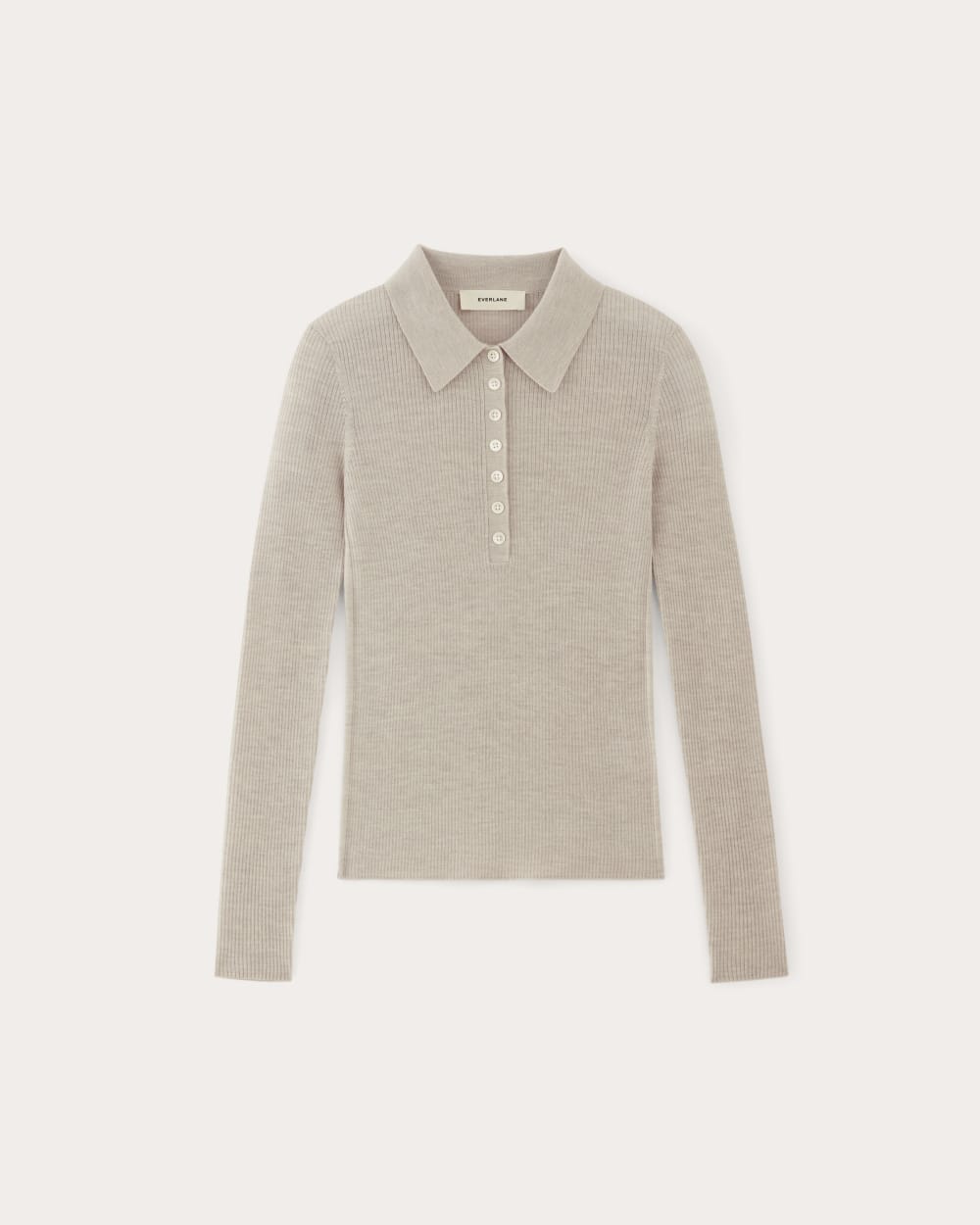 The Polo in Ultrasoft Merino | Heather Oatmeal - Image 2
