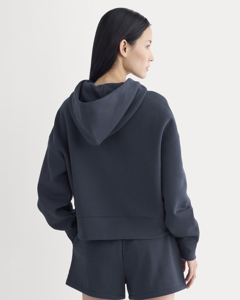 Cropped Luxe Fleece Hoodie | Navy - Image 5