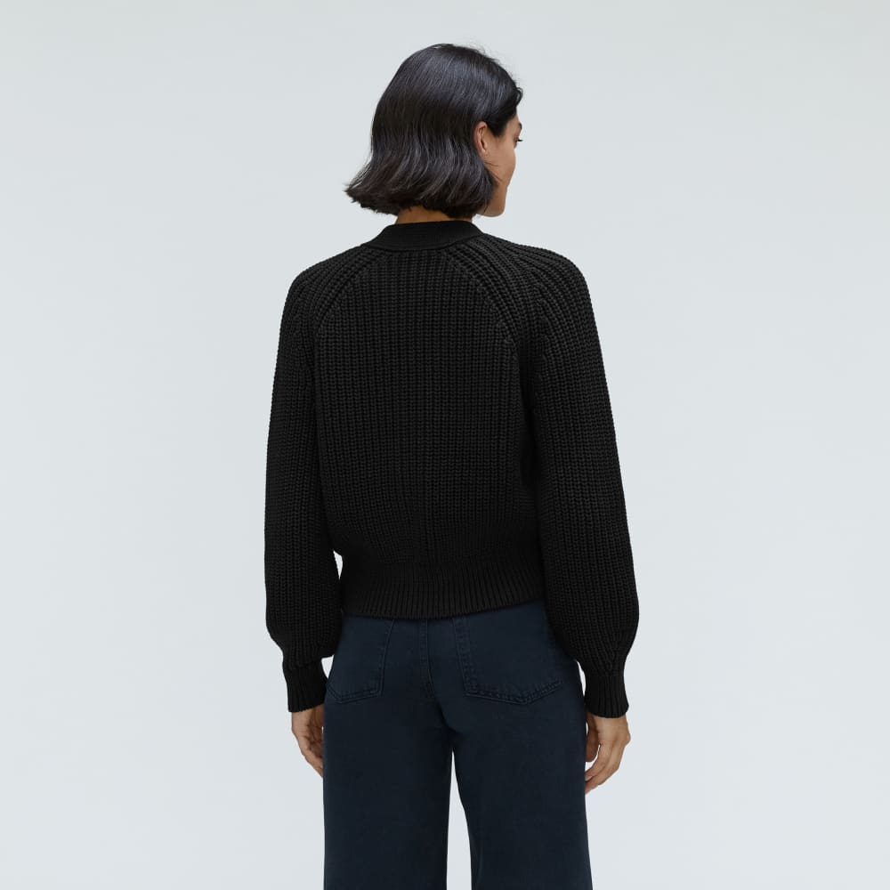 The Texture Cotton Cardigan | Black - Image 3