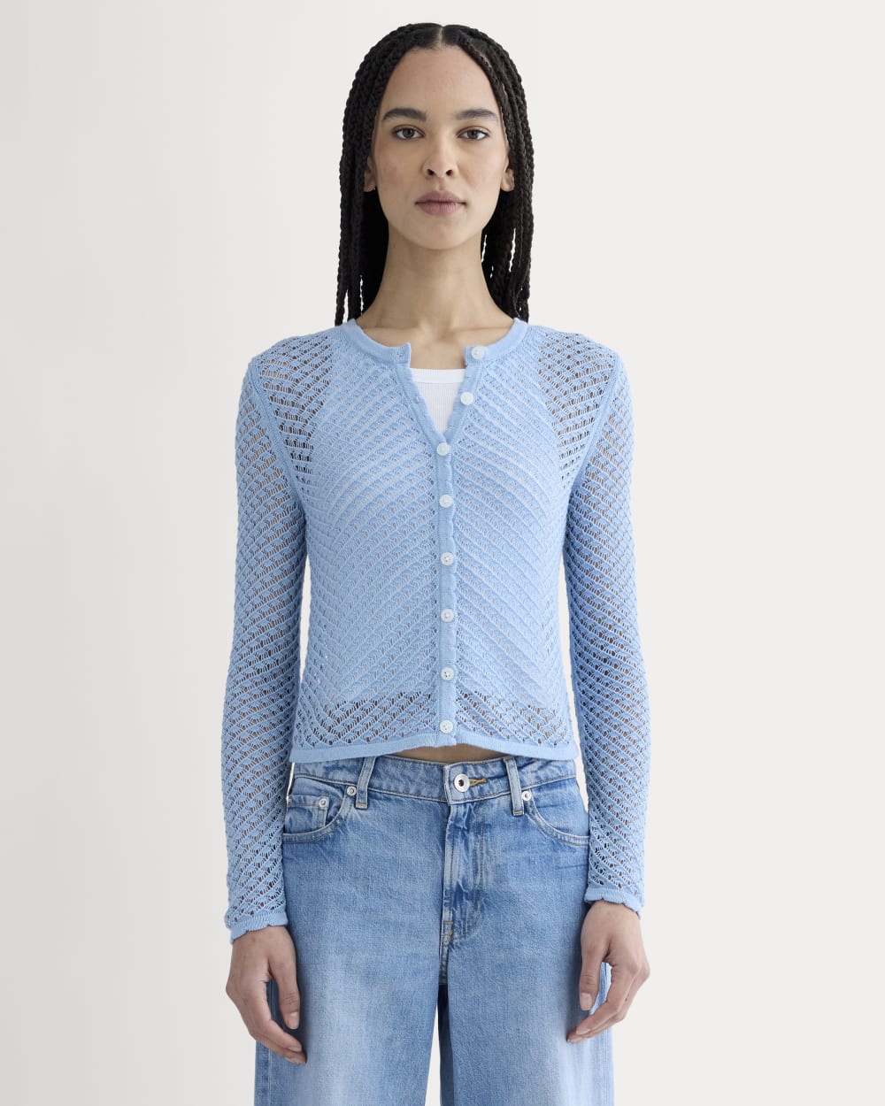 The Lace Knit Cardigan | Sky Blue