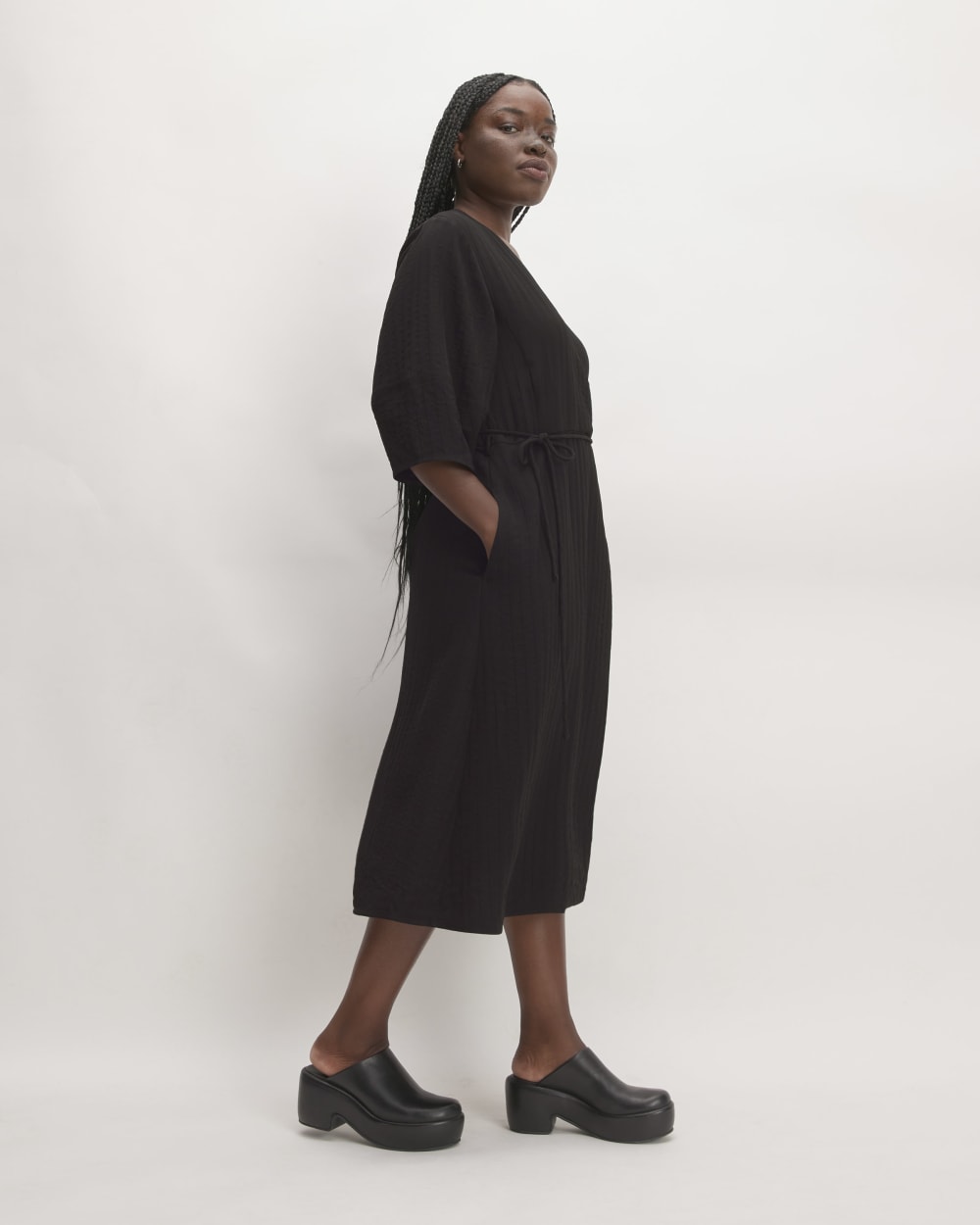 The City Stripe Wrap Dress | Black - Image 4