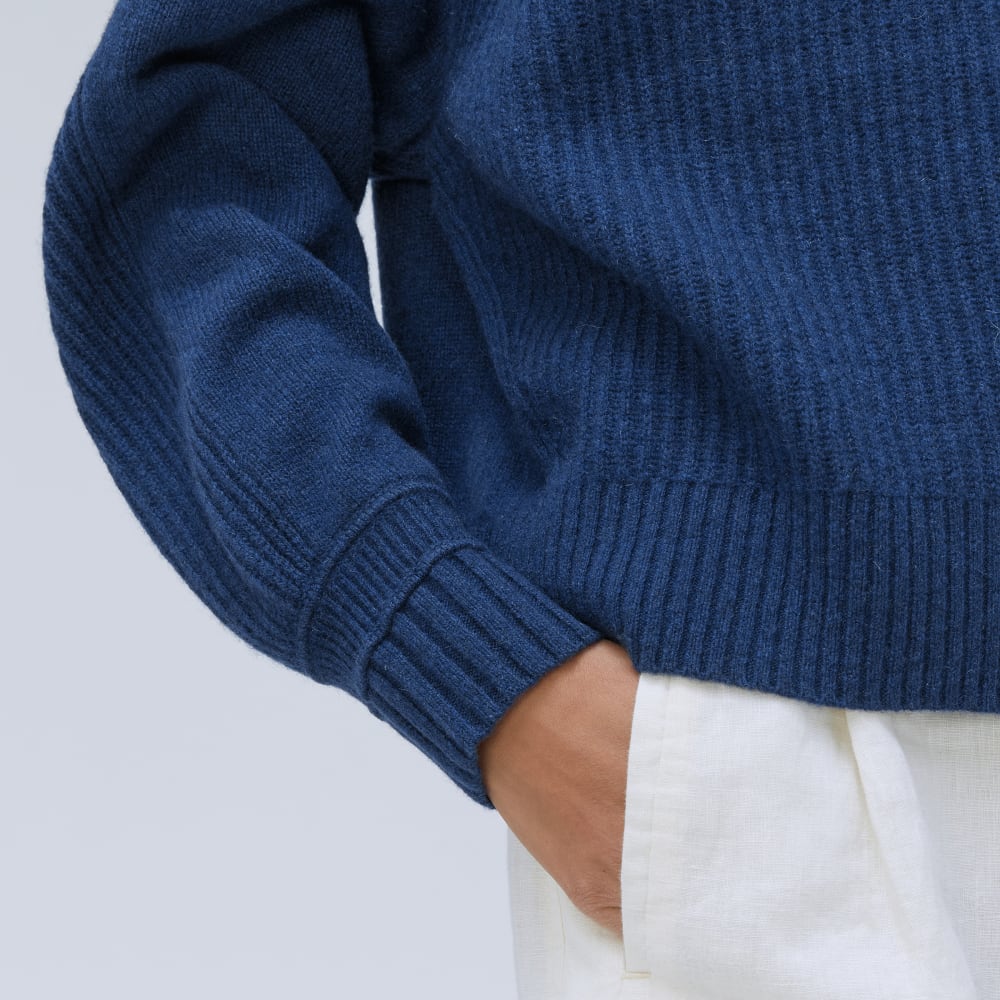The Cashmere Ribbed Turtleneck | Bright Navy - Image 5