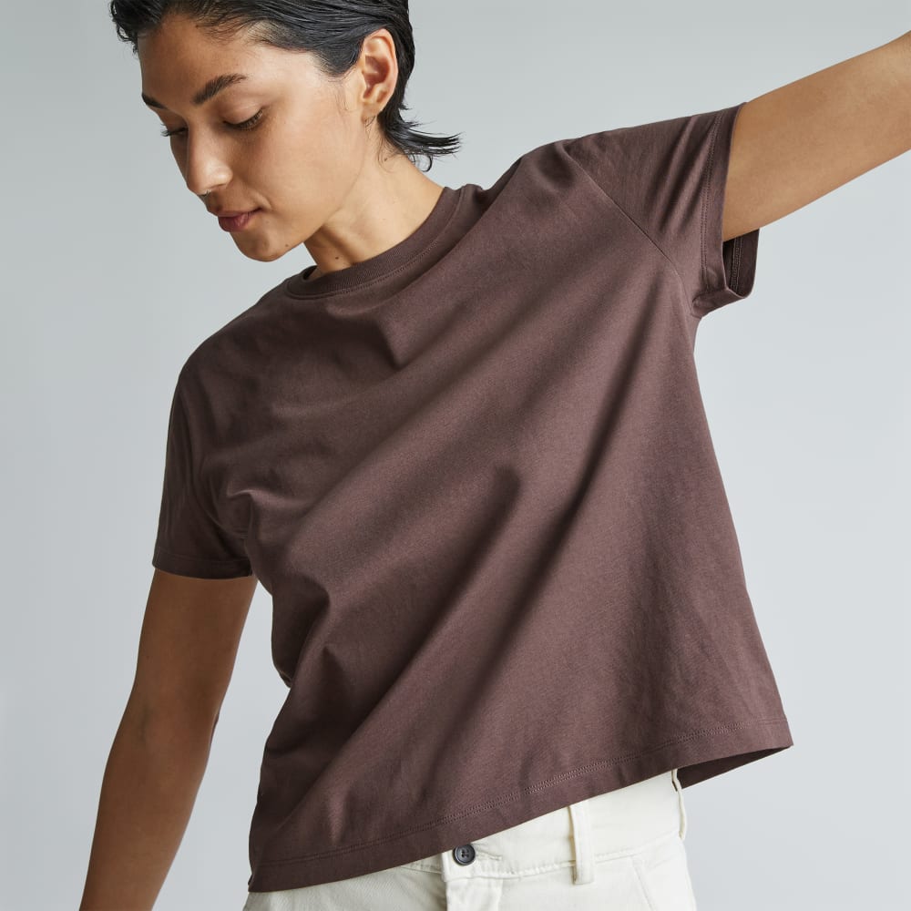 The Box-Cut Tee in Essential Cotton | Chocolate Brown | No Pocket - Image 4