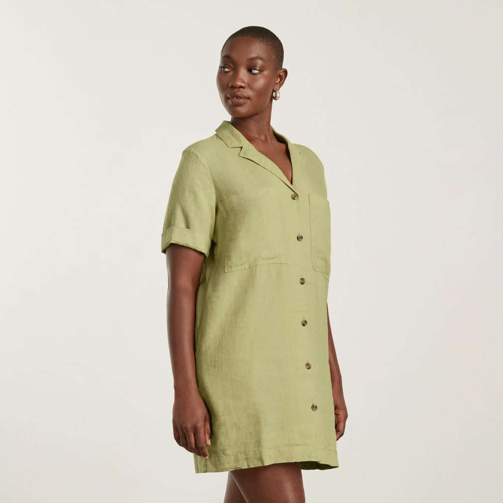 The Linen Workwear Dress | Leek - Image 5