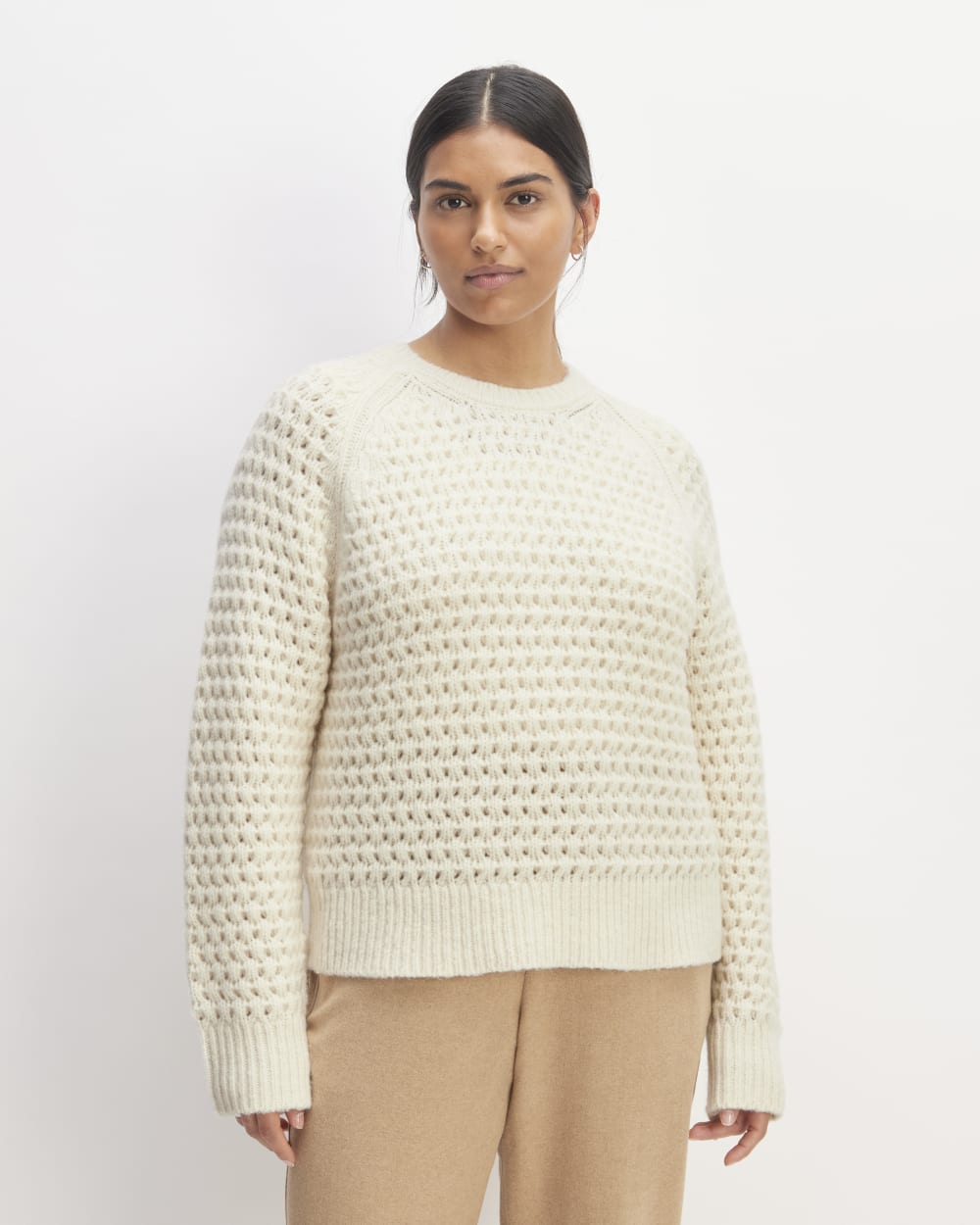 The Cloud Oversized Textured Crew | Bone