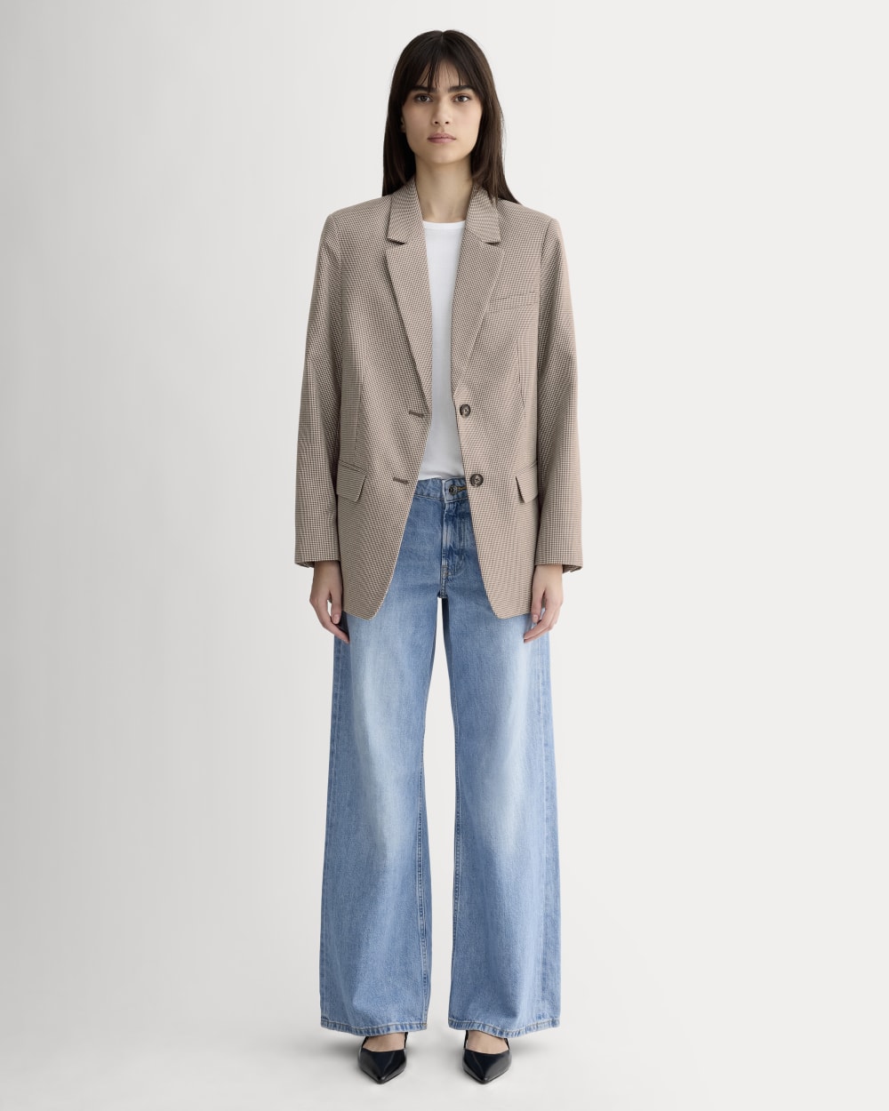 The Oversized Blazer in Buttersmooth | Deep Taupe Mini Gingham - Image 3