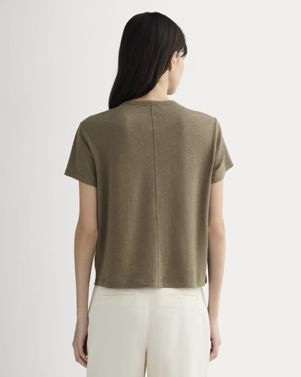 The Box-Cut Tee in Cotton Linen | Deep Taupe - Image 4