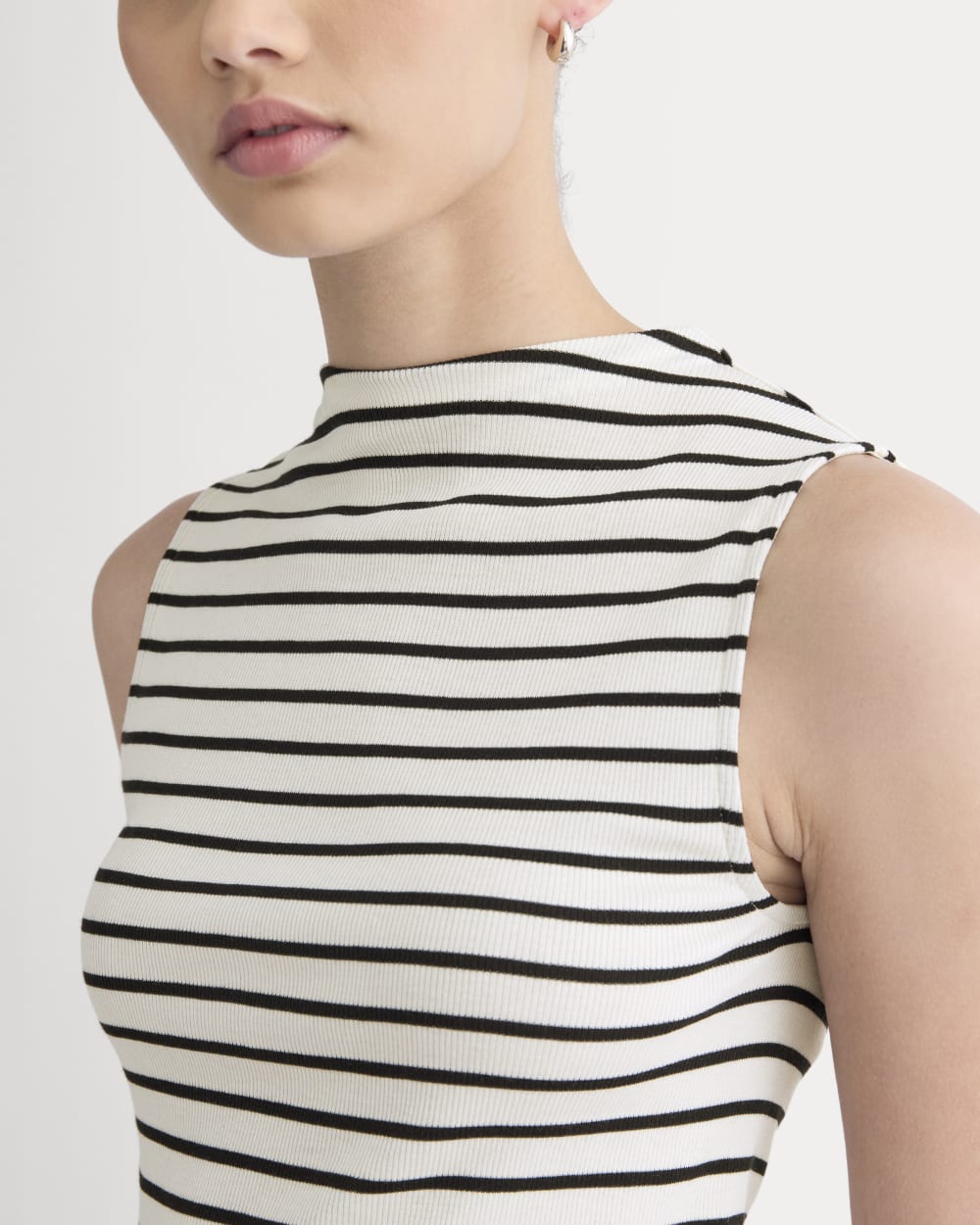 The Luxe Rib Funnel-Neck Tank | Bone / Black - Image 4