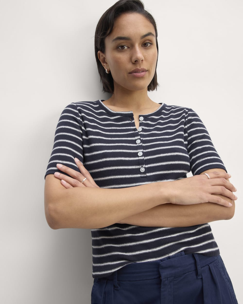 The Vintage Rib Henley | Navy / Bone - Image 4