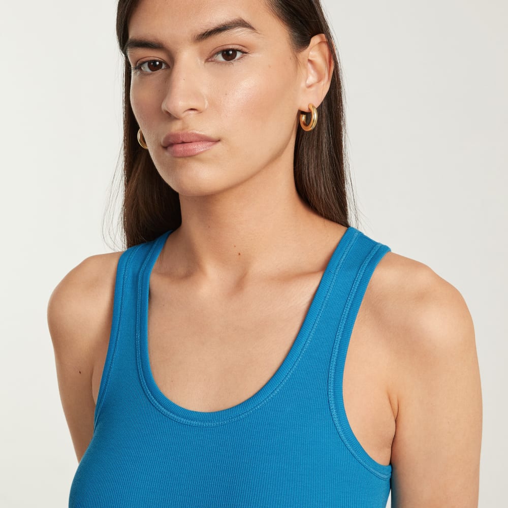 The Pima Micro-Rib U-neck Tank | Horizon Blue - Image 5