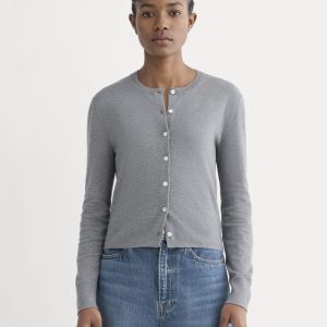 The Cropped Cardigan in Cotton Cashmere | Heather Charcoal