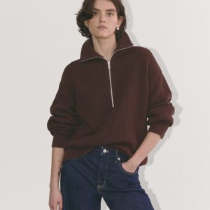 The Half-Zip in Everyday Cotton | Dark Mahogany
