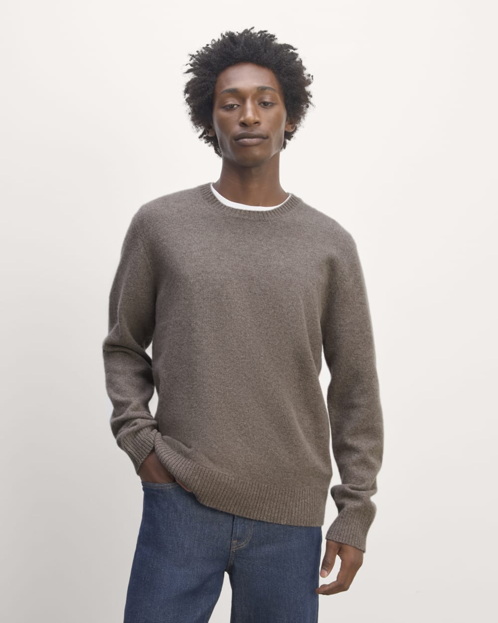 The Premium Merino Crew Neck Sweater | Taupe Melange