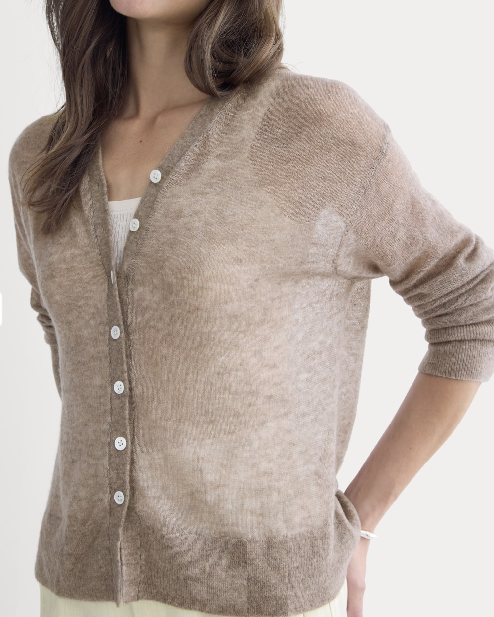 The Air Alpaca ? High V Cardigan | Heathered Chocolate Chip - Image 4