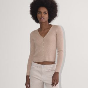 The Cardigan in Lurex Merino | Rose Gold