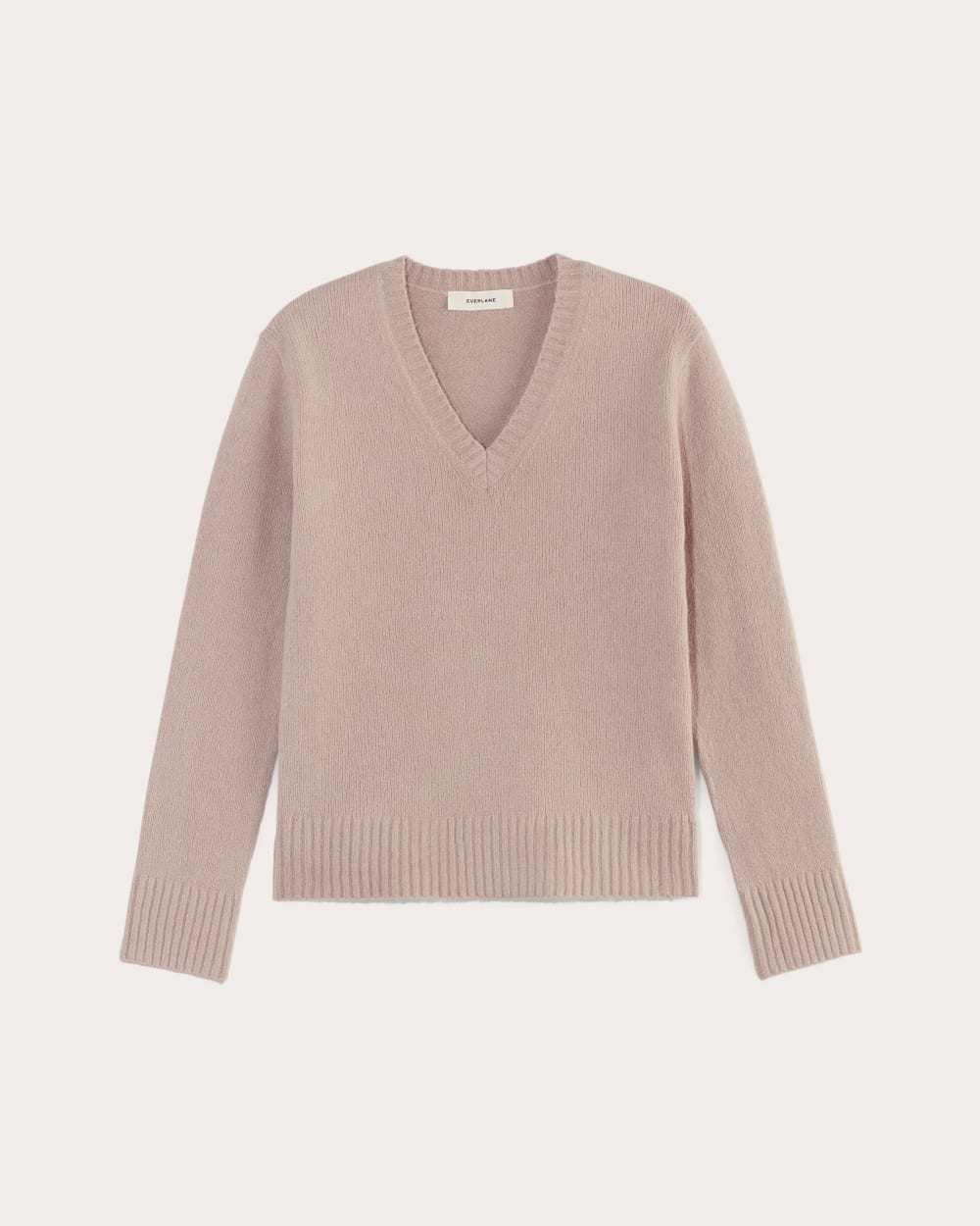 The V-Neck Sweater in Plush Cotton | Dusty Rose - Image 2