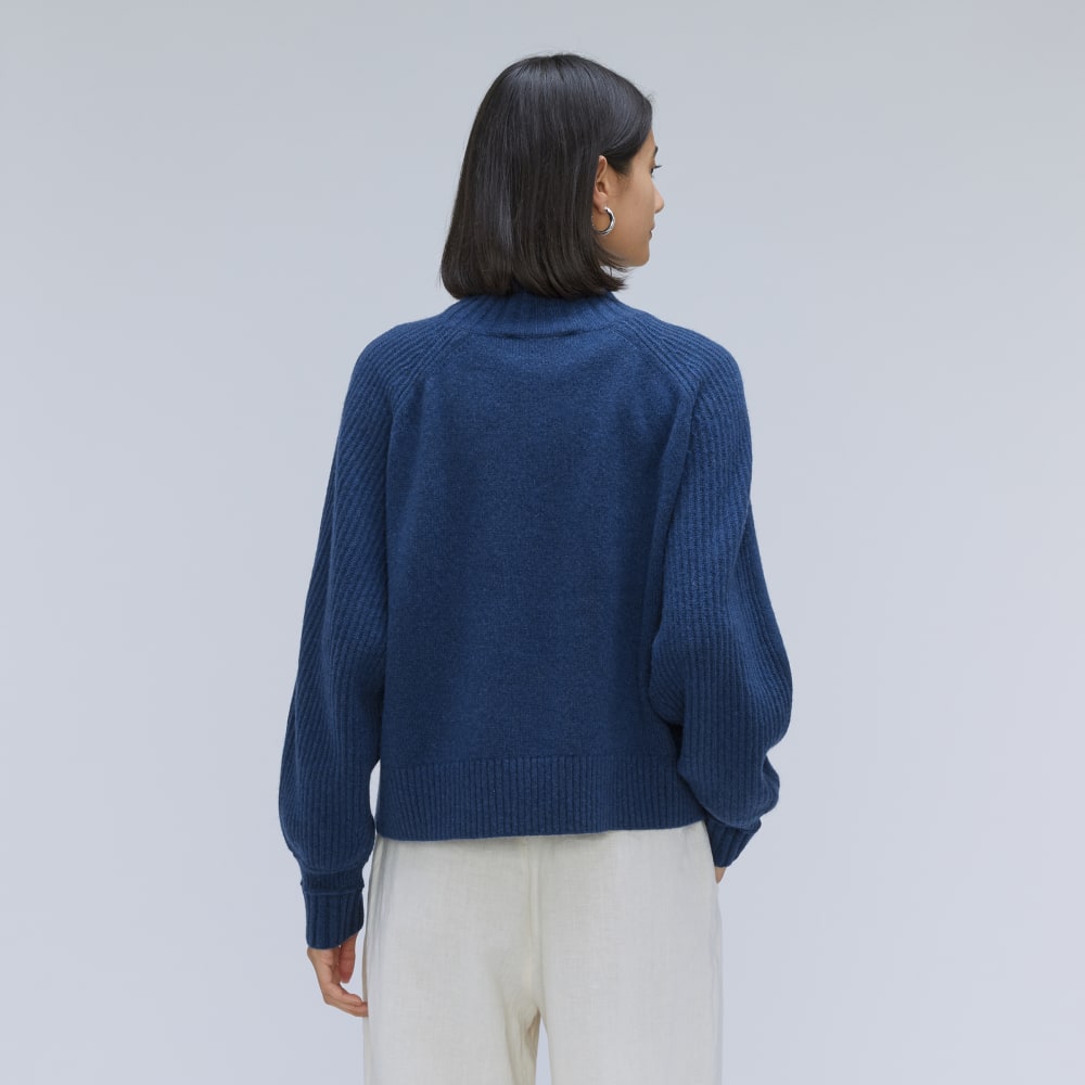 The Cashmere Ribbed Turtleneck | Bright Navy - Image 3