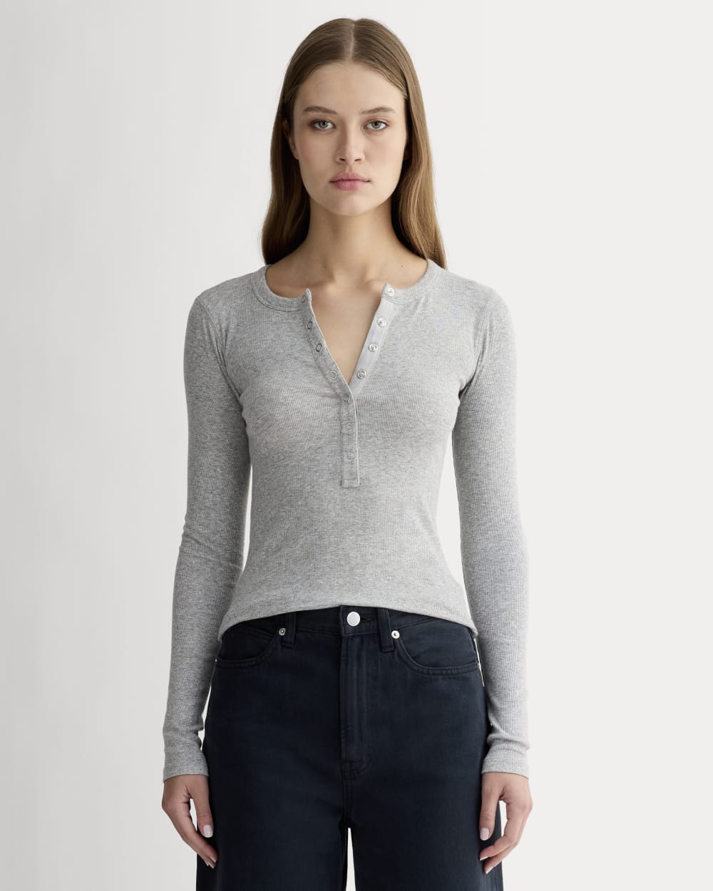 The Luxe Rib Henley | Heathered Grey