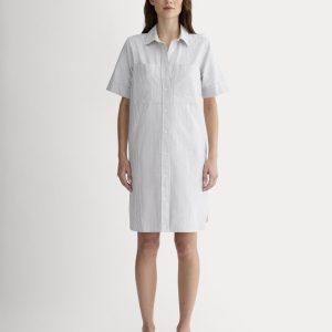The Oxford Short-Sleeve Shirt Dress | Charcoal / White