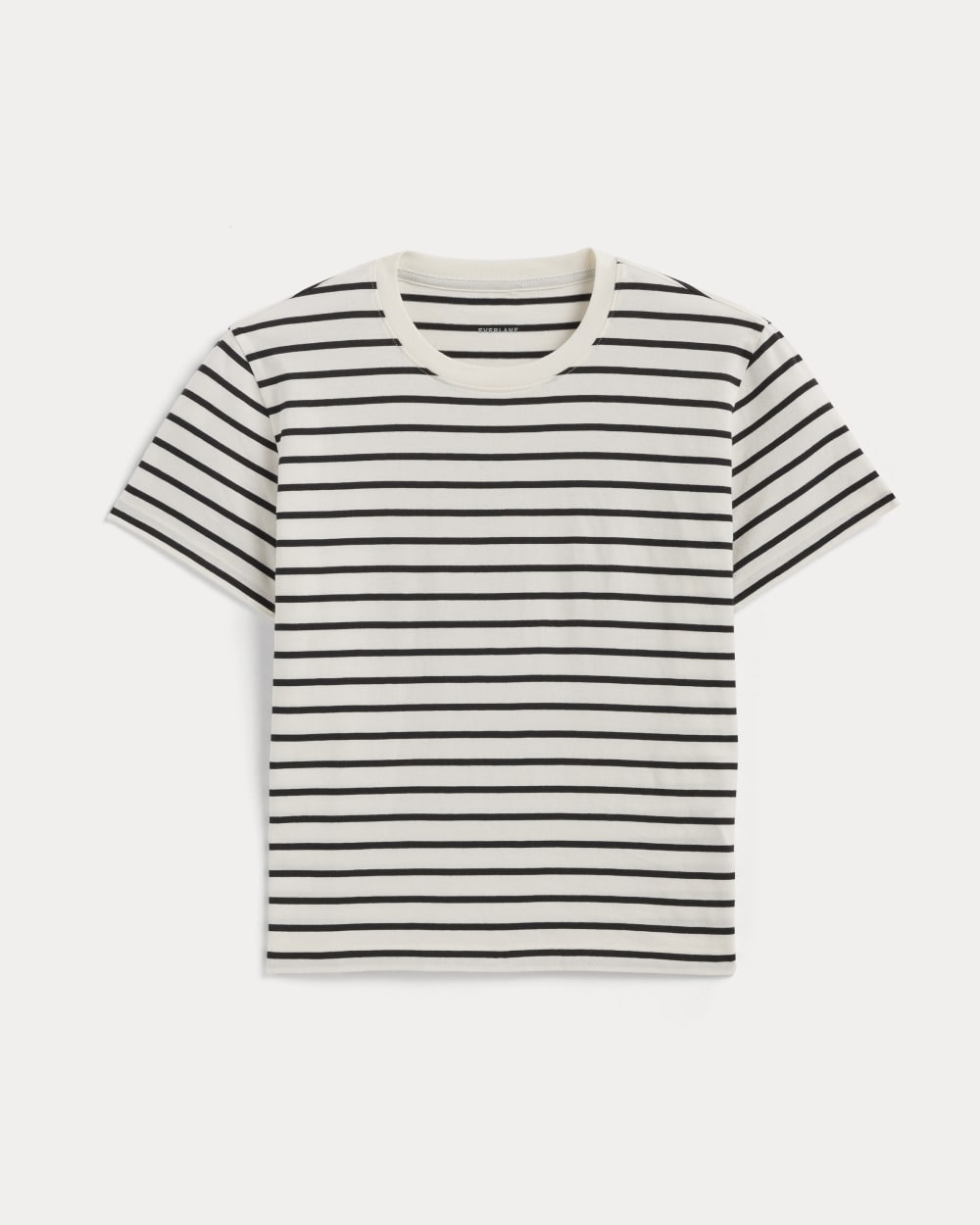 The Box-Cut Tee in Essential Cotton | Bone / Black | No Pocket - Image 2