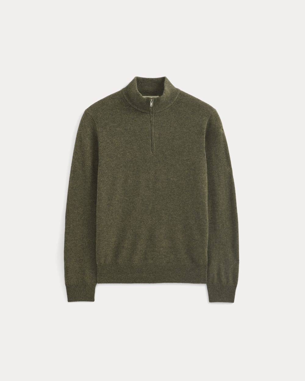 Cashmere Quarter Zip Sweater | Heathered Army Green - Image 2