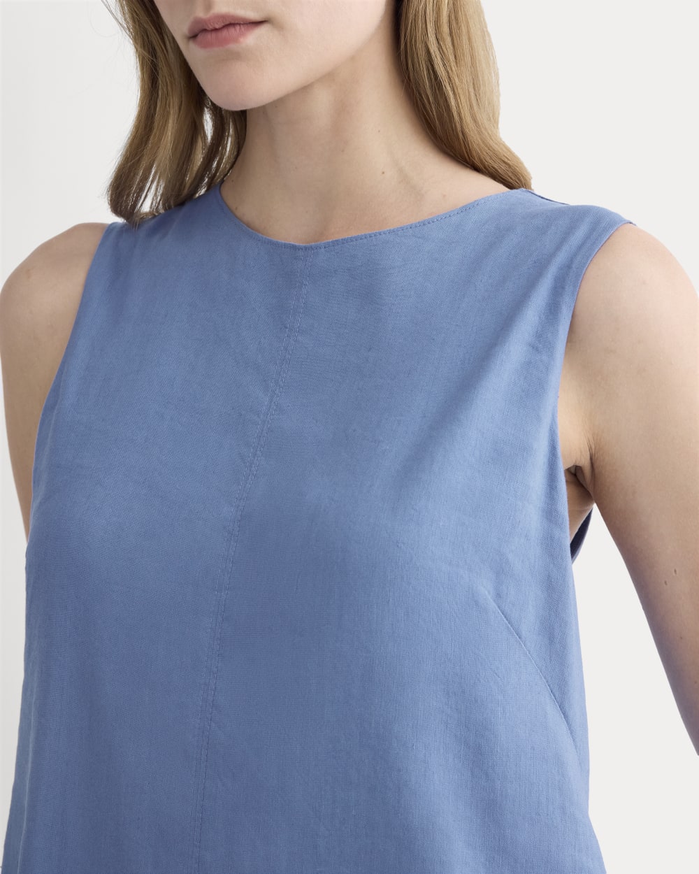 The Shift Dress in Stretch Linen | Bluebell - Image 3
